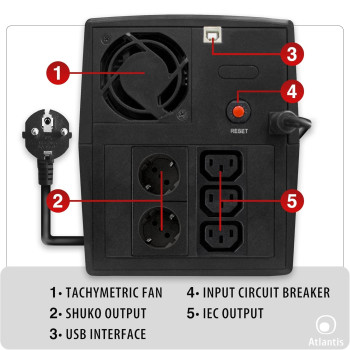 Лінійно-інтерактивний ДБЖ Atlantis OnePower S1200 1200VA 720W
