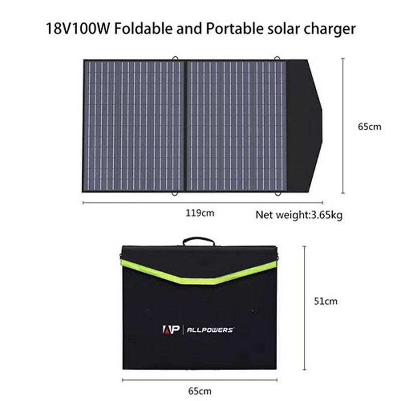 Портативна сонячна панель ALLPOWERS SP027 18V 100W (полікристалічні елементи) Портативна сонячна панель ALLPOWERS SP027 18V 100W (полікристалічні елементи)