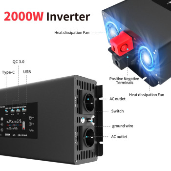 Інвертор перетворювач напруги DATOUBOSS 24-230v 2000/4000W чистий синус