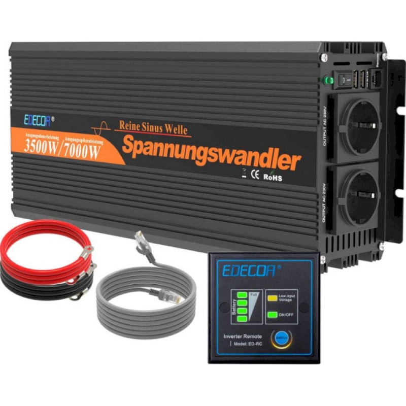 Інвертор перетворювач напруги Edecoa Pure Sine Wave 12-230v 3500/7000w синус (пульт дистанційного керування) Інвертор перетворювач напруги Edecoa Pure Sine Wave 12-230v 3500/7000w синус (пульт дистанційного керування)