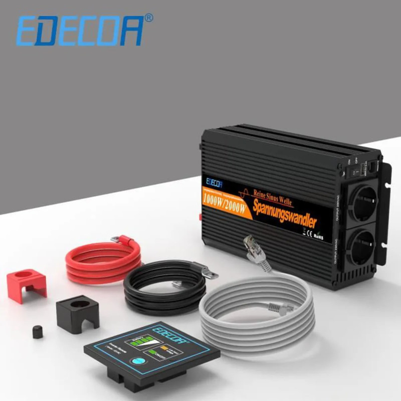 Инвертор преобразователь напряжения Edecoa Spannungswandler 12-230v 1000/2000w чистый синус (пульт дистанционного управления) Инвертор преобразователь напряжения Edecoa Spannungswandler 12-230v 1000/2000w чистый синус (пульт дистанционного управления)