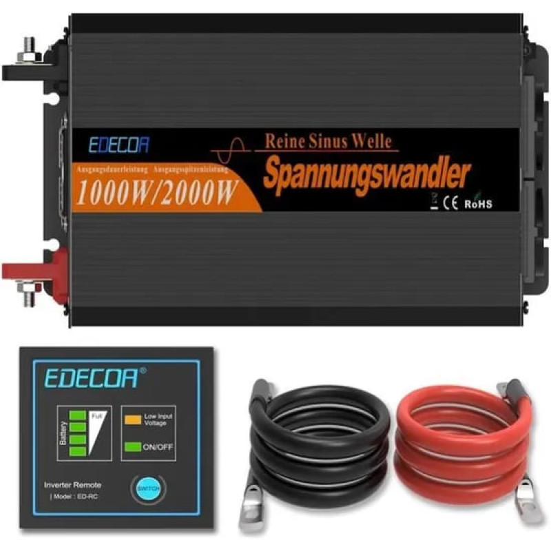 Инвертор преобразователь напряжения Edecoa Spannungswandler 12-230v 1000/2000w чистый синус (пульт дистанционного управления) Инвертор преобразователь напряжения Edecoa Spannungswandler 12-230v 1000/2000w чистый синус (пульт дистанционного управления)
