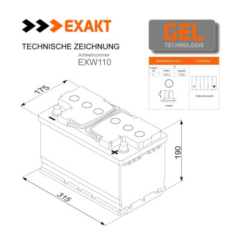 АКУМУЛЯТОР ГЕЛЕВИЙ EXACT 110АH/12V GEL