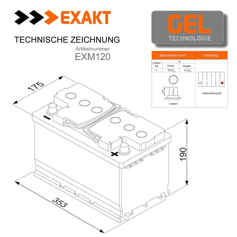 Акумулятор гелевий EXACT 120Аh/12V GEL Акумулятор гелевий EXACT 120Аh/12V GEL