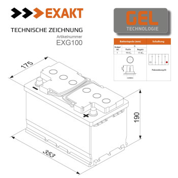 Акумулятор гелевий EXACT C100 Solar Batterie 100Аh/12V GEL
