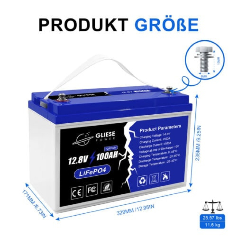 Акумулятор Gliese 12V 100Ah LiFePO4 з 100A BMS Акумулятор Gliese 12V 100Ah LiFePO4 з 100A BMS