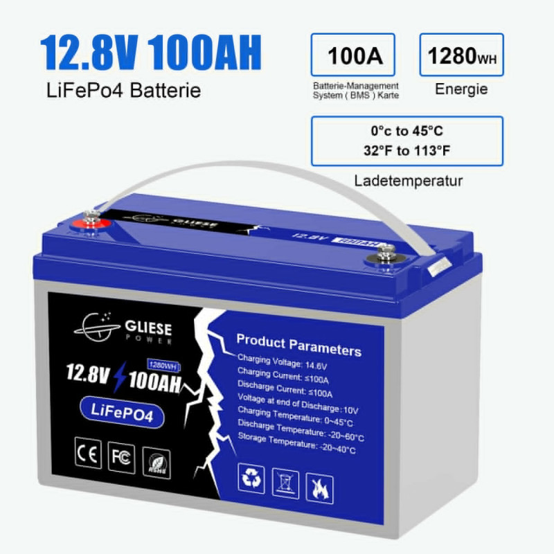 Акумулятор Gliese 12V 100Ah LiFePO4 з 100A BMS Акумулятор Gliese 12V 100Ah LiFePO4 з 100A BMS