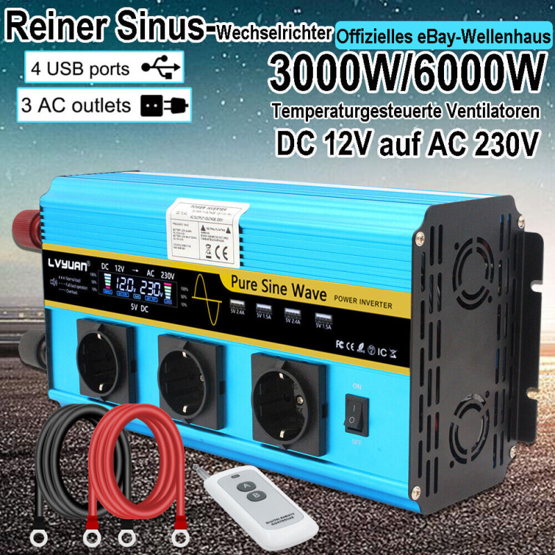 Інвертор чистий синус LVYAN 3000W/6000W 12V/230V Інвертор чистий синус LVYAN 3000W/6000W 12V/230V