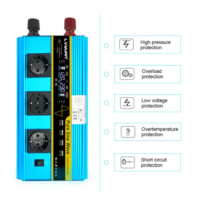 Інвертор чистий синус LVYAN 3000W/6000W 12V/230V Інвертор чистий синус LVYAN 3000W/6000W 12V/230V