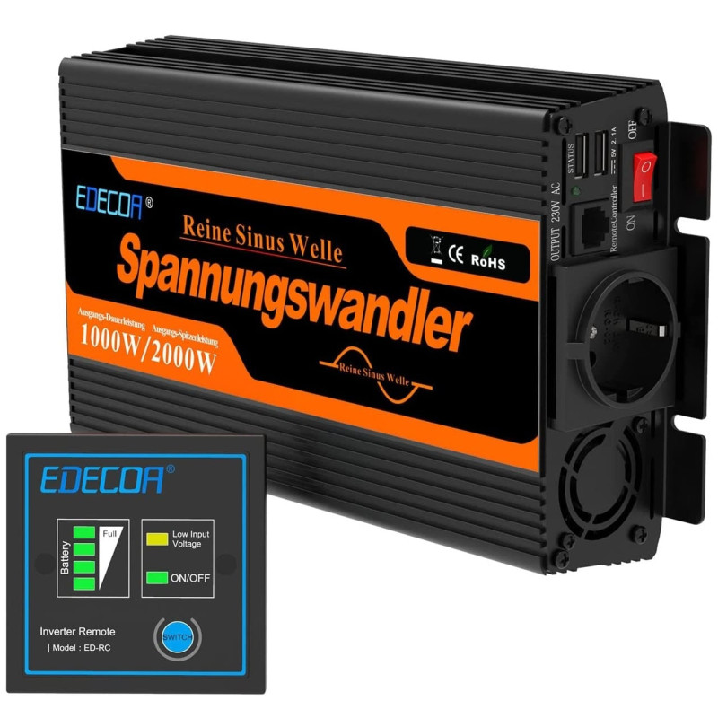 ІНВЕРТОР ПЕРЕТВОРЮВАЧ НАПРУГИ SPANNUNGSWANDLER 12-230V 1000/2000W ЧИСТИЙ СИНУС ІНВЕРТОР ПЕРЕТВОРЮВАЧ НАПРУГИ SPANNUNGSWANDLER 12-230V 1000/2000W ЧИСТИЙ СИНУС