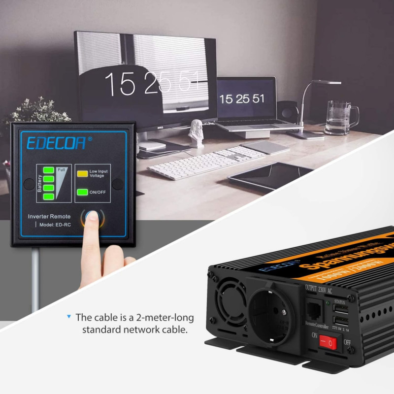 ІНВЕРТОР ПЕРЕТВОРЮВАЧ НАПРУГИ SPANNUNGSWANDLER 12-230V 1000/2000W ЧИСТИЙ СИНУС ІНВЕРТОР ПЕРЕТВОРЮВАЧ НАПРУГИ SPANNUNGSWANDLER 12-230V 1000/2000W ЧИСТИЙ СИНУС