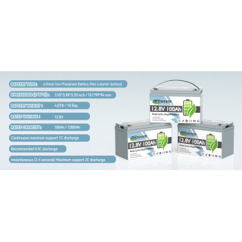 Літій-залізо-фосфатний акумулятор TCBWorth 12.8V 100An 1280Wh LiFePO4