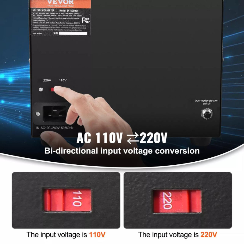 Перетворювач напруги Vevor 5000W 110В/220В Перетворювач напруги Vevor 5000W 110В/220В