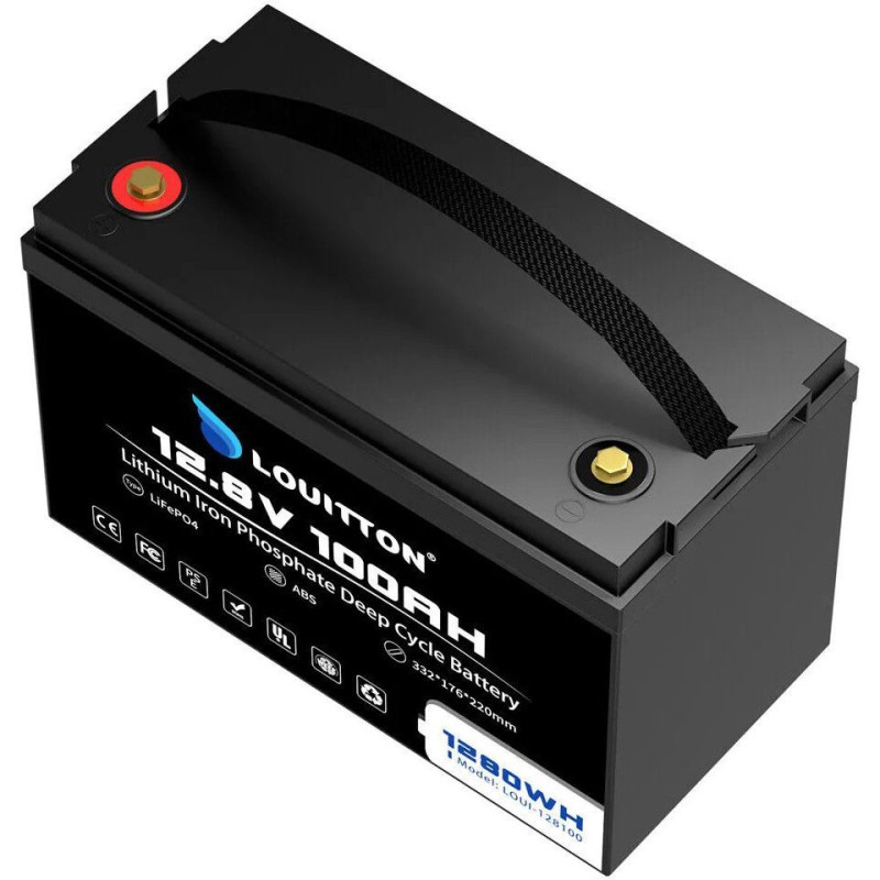 Літій-залізо-фосфатний акумулятор Louitton-128100 12.8V 100Ah 1280Wh LiFePO4 Літій-залізо-фосфатний акумулятор Louitton-128100 12.8V 100Ah 1280Wh LiFePO4